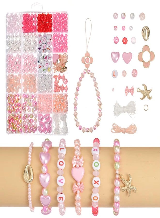 Guellix Kids DIY Jewelry Making Kit, Plastic Beads for Crafts, Unicorn Theme, Ages 4-7 (Pink & White) - Image 1