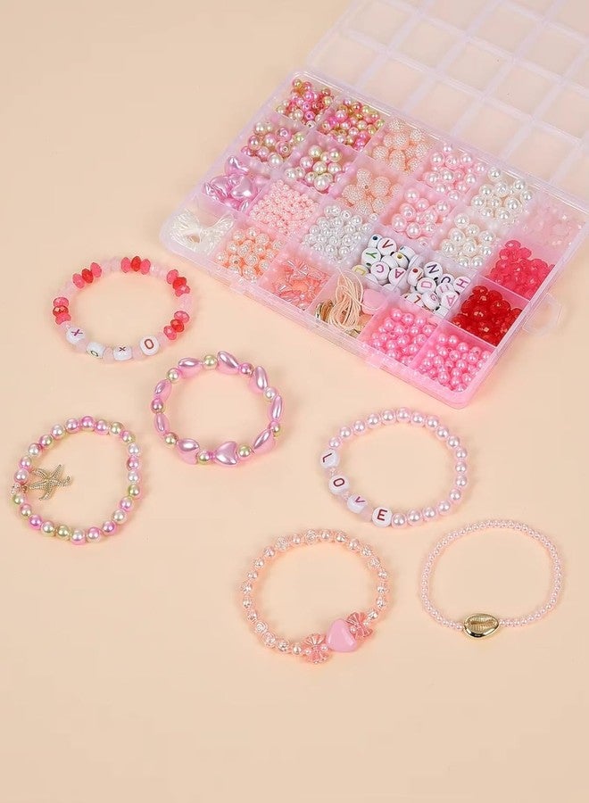 Guellix Kids DIY Jewelry Making Kit, Plastic Beads for Crafts, Unicorn Theme, Ages 4-7 (Pink & White) - Image 5
