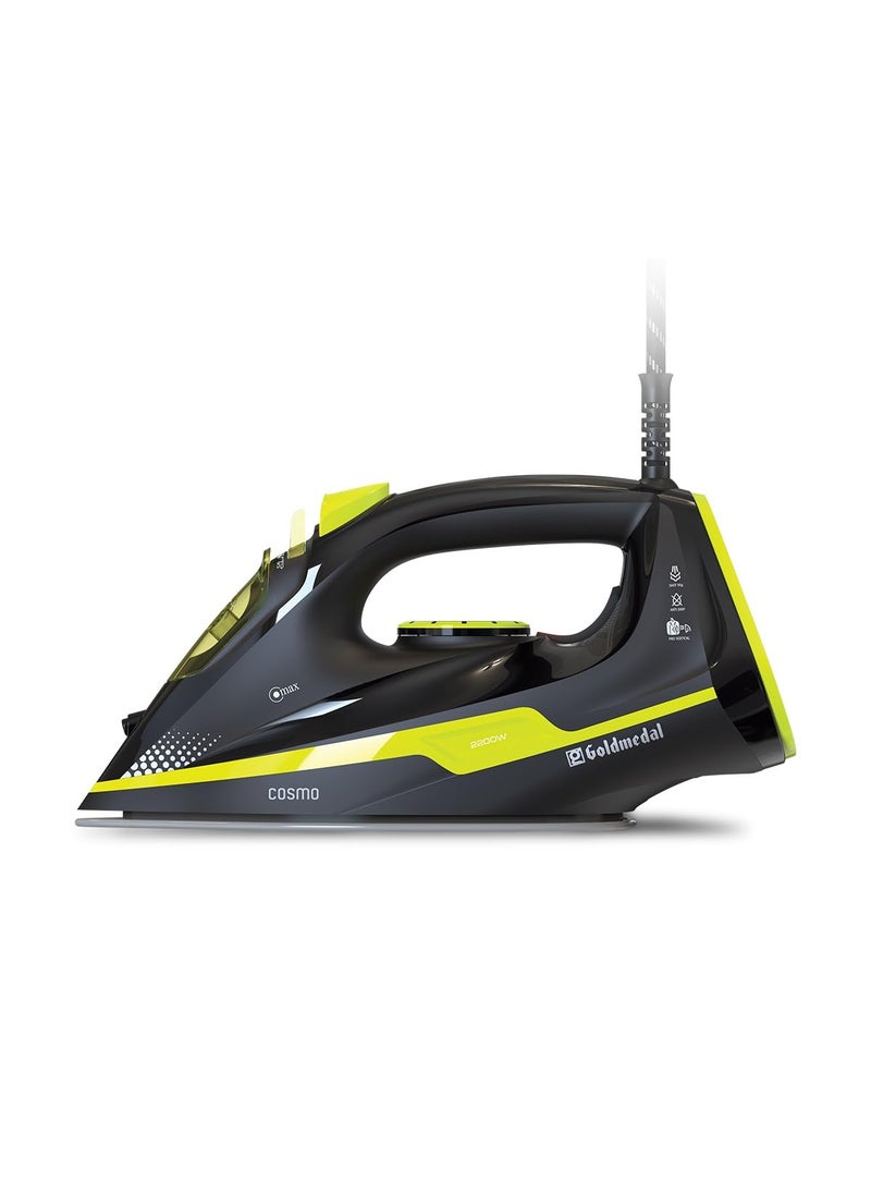 GOLD MEDAL Goldmedal Cosmo Steam Iron Swift Stylish 5 Fabric Setting 2200W for Faster Heating 18 Meter Cord Length 30 Months Warranty Pack of 1 Green Black  - Image 1