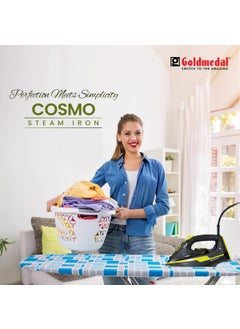 GOLD MEDAL Goldmedal Cosmo Steam Iron Swift Stylish 5 Fabric Setting 2200W for Faster Heating 18 Meter Cord Length 30 Months Warranty Pack of 1 Green Black  - Image 3