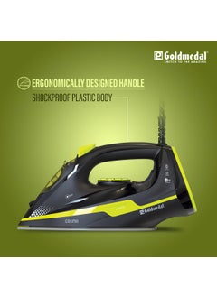 GOLD MEDAL Goldmedal Cosmo Steam Iron Swift Stylish 5 Fabric Setting 2200W for Faster Heating 18 Meter Cord Length 30 Months Warranty Pack of 1 Green Black  - Image 5