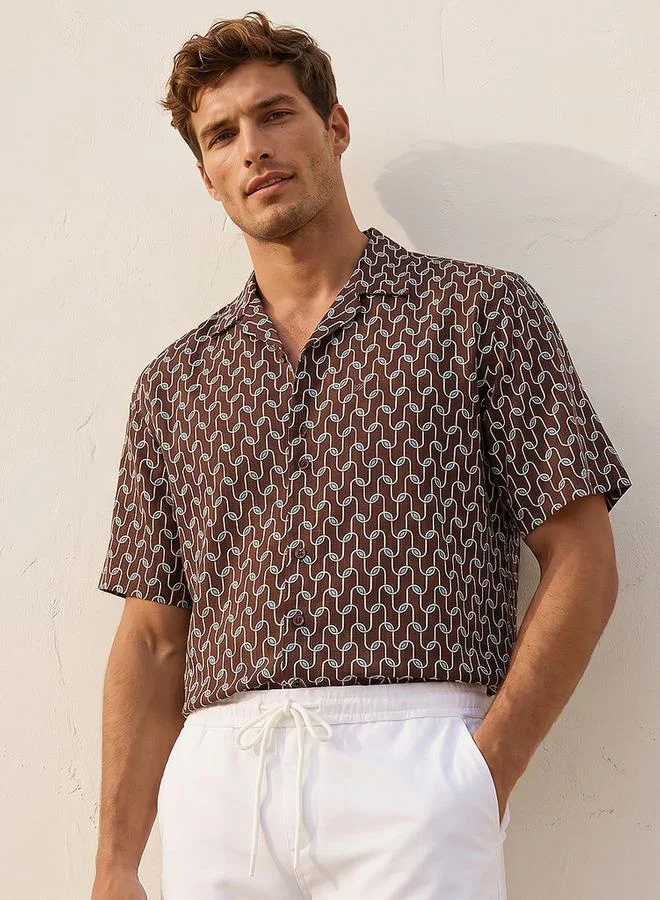 Splash FAV Men Regular Fit Camp Collar Printed Short Sleeve Shirt