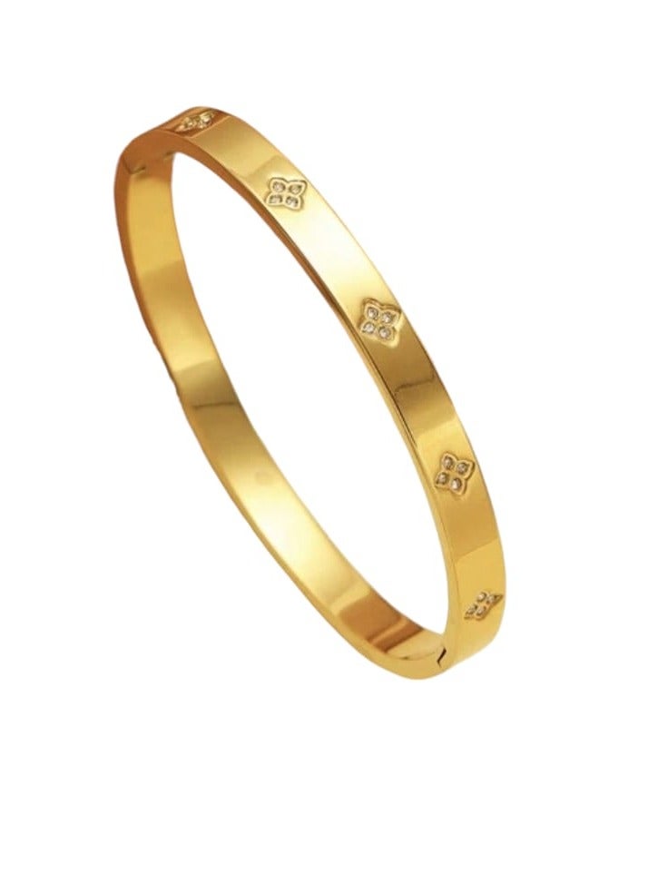 YUCCA Colorful Cubic Zirconia Ring Bangle Bracelet 18K Gold Plated Stainless Steel Waterproof Fashion Jewelry for Women - Image 5