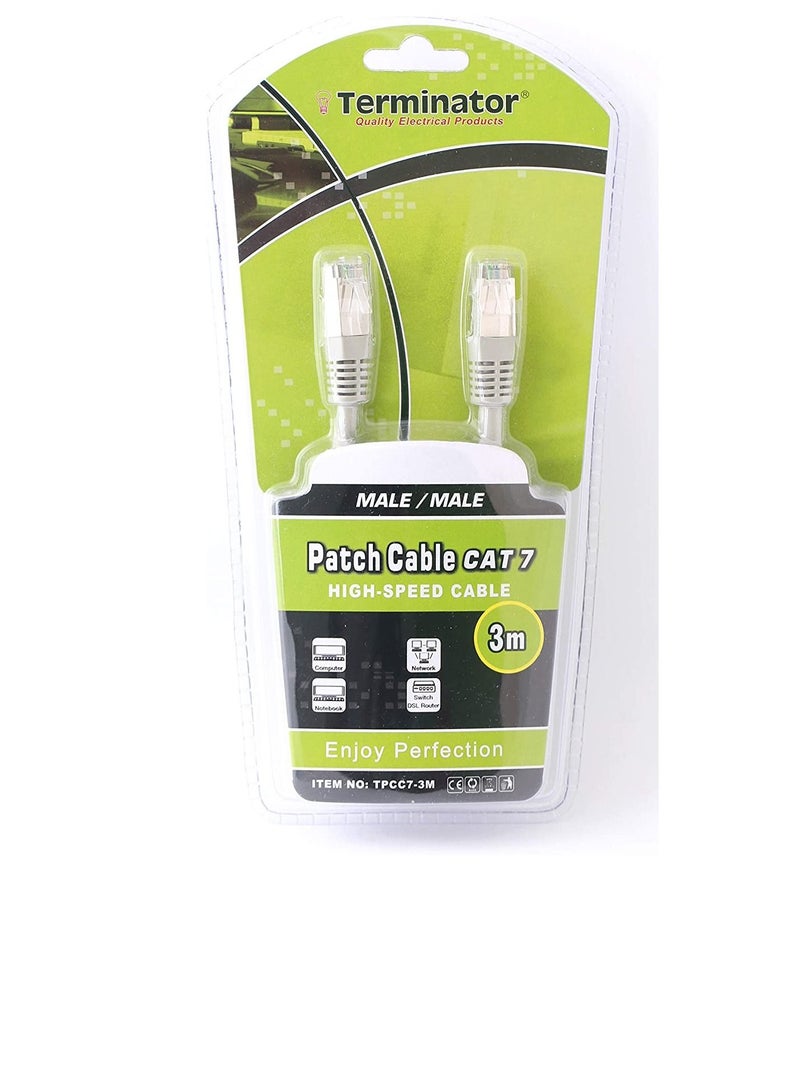 Terminator High Speed CAT 7 Network Ethernet Patch Cable - RJ45 CAT 7 LAN Cable (3 Meter) - Image 2