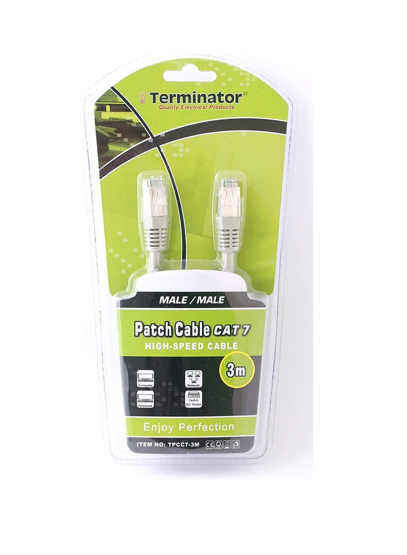 Terminator High Speed CAT 7 Network Ethernet Patch Cable - RJ45 CAT 7 LAN Cable (3 Meter) - Image 1