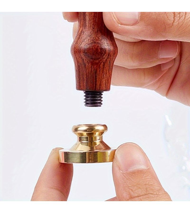 A Wax Seal Stamp Featuring A Cross Style 25 Mm Round Brass Head And Pearwood Handle For Embellishing Envelopes Postcards And Notebook Covers - Image 4