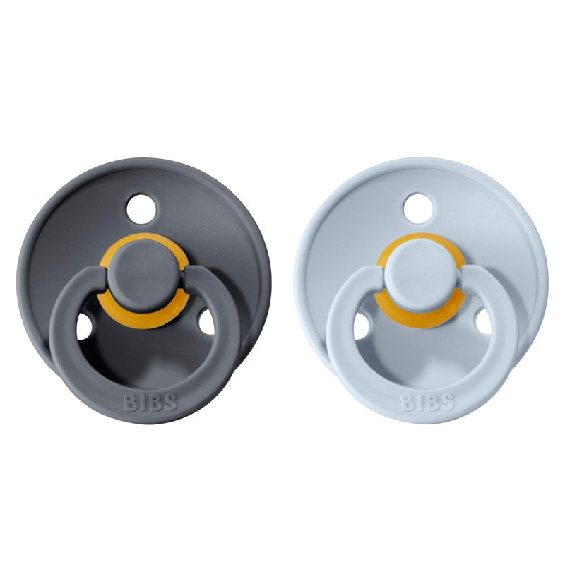 BIBS Pacifiers Colour Collection | Natural Rubber Baby Pacifier | Set of 2 BPA-Free Soothers | Made in Denmark | 0+ Months (Pack of 2) | Baby Blue/Iron - Image 2