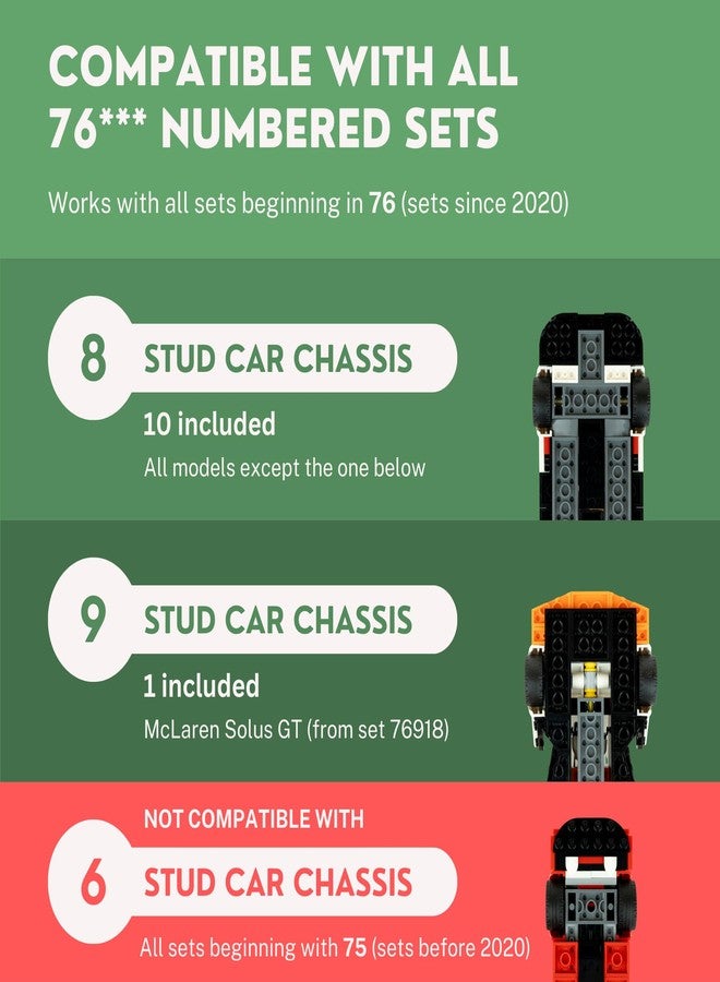 matterform Wall Mount for Lego Speed Champions (10 Pack + 1 Bonus) | Compatible with Sets Starting with 76 & 77 including F1 (2020 and later) | Includes Large Size for McLaren Solus GT | Car Model Display Hanger - Image 4