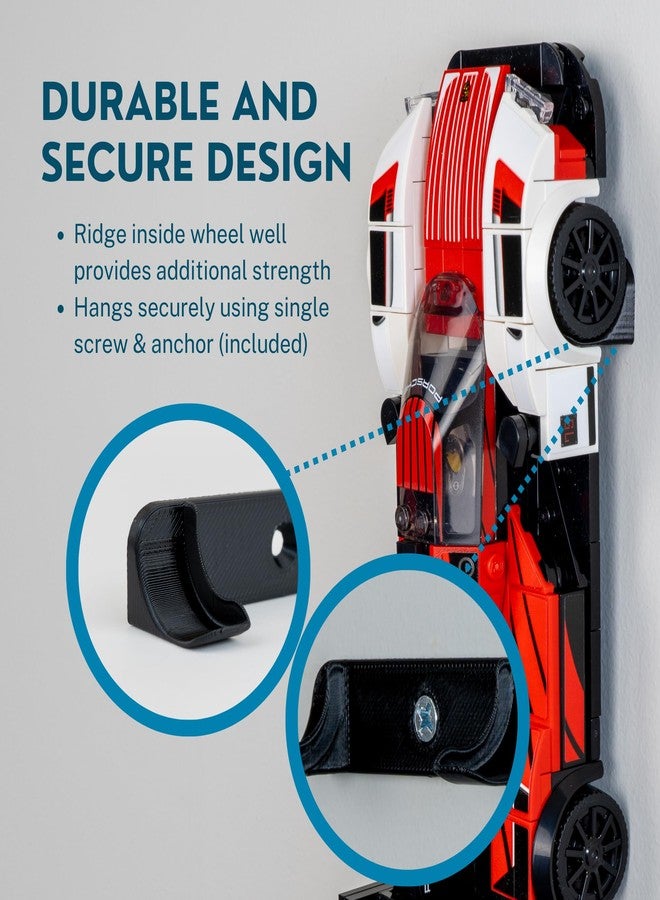 matterform Wall Mount for Lego Speed Champions (10 Pack + 1 Bonus) | Compatible with Sets Starting with 76 & 77 including F1 (2020 and later) | Includes Large Size for McLaren Solus GT | Car Model Display Hanger - Image 3