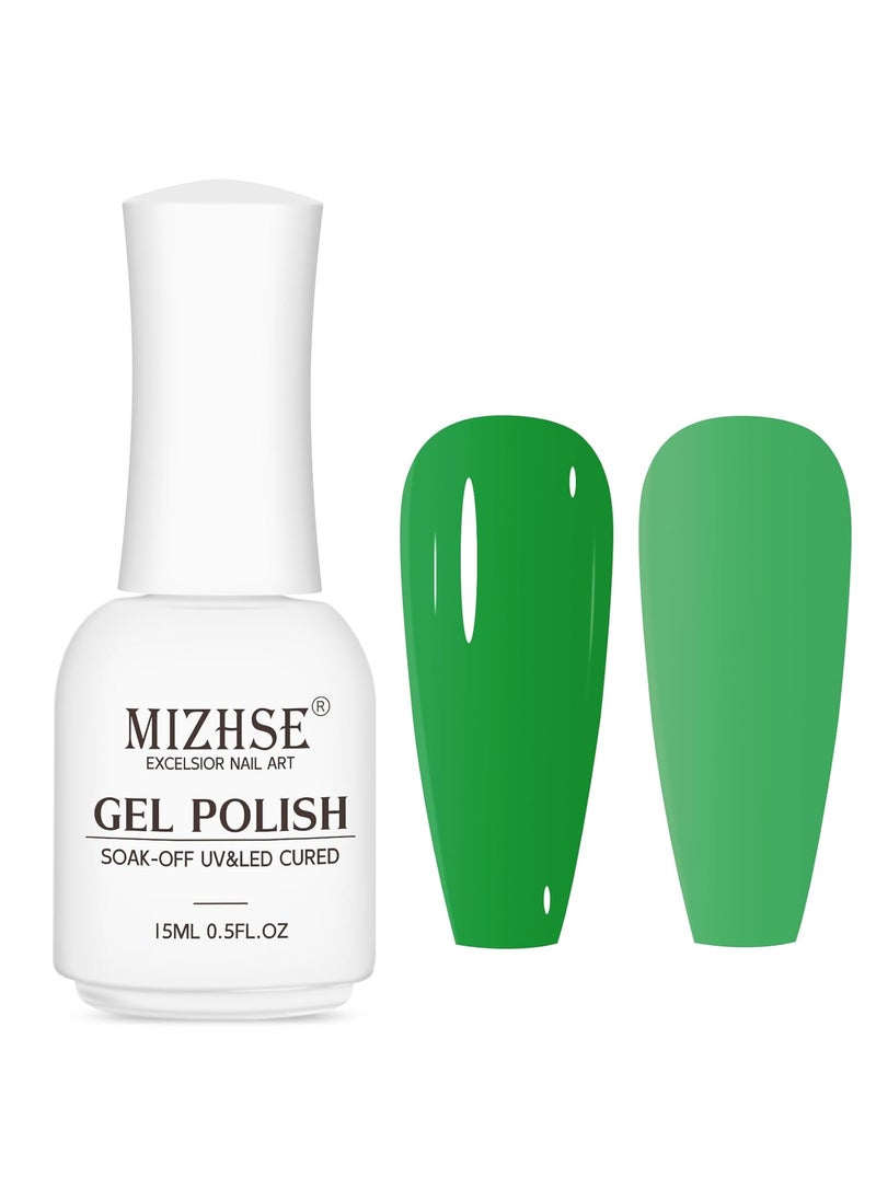 MIZHSE MIZHSE Gel Nail Polish, Green Gel Polish 15ml, Glossy Shiny Effect Summer Color Sheer Green Nail Gel Soak Off Nail Art Salon DIY Manicure at Home 