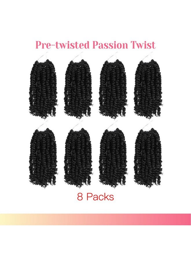 BOHOBABE Babe Crochet Passion Twist Hair Pretwisted 10 Inch Short Prelooped Passion Twist Crochet Braiding Hair 8 Packs (1B) - Image 3