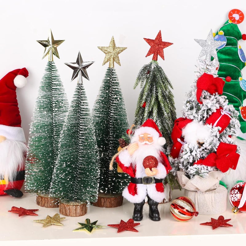 FOIMAS Mini Christmas Tree Topper Star,6pcs Glitter Christmas Tree Topper for Small Christmas Tree Craft Home Decoration,Silver - Image 4