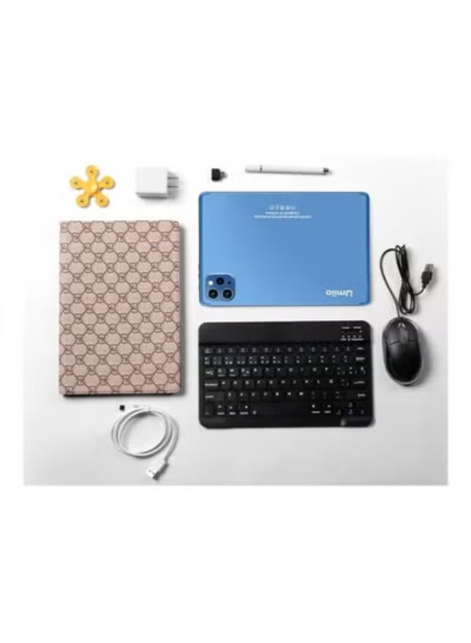Umiio Smart Tablet PC 10.1-Inch Android Tab – 8GB RAM, 256GB ROM, HD Touchscreen Display, Dual SIM 5G + Wi-Fi, Front & Rear Cameras, Leather Case, Wireless Keyboard & Mouse, Long Battery Life, All-in-One Android Tablet for Work, Study, and Entertainment – Gold - Image 2