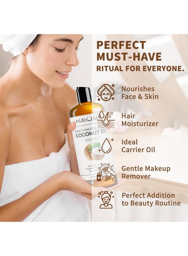 MAYJAM Pure Fractionated Coconut Oils Liquid 16 fl oz Bottle Natural Lightweight Massage Oil Hair Moisturizer,Skin,Relaxing Massage and Body Oils,Perfect Carrier Oil for Essential Oils Mixing - Image 3