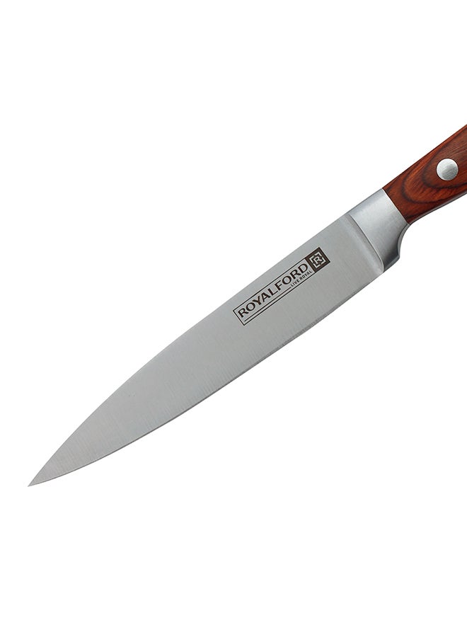 Royalford 5 Inch Utility Knife Silver Brown Multicolor Silver/Brown - Image 5