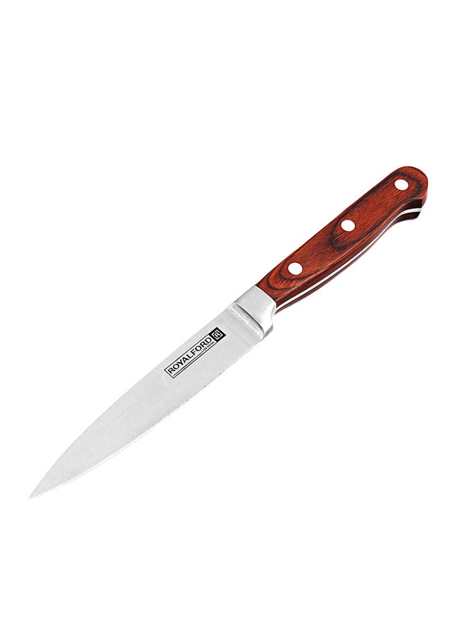 Royalford 5 Inch Utility Knife Silver Brown Multicolor Silver/Brown - Image 3