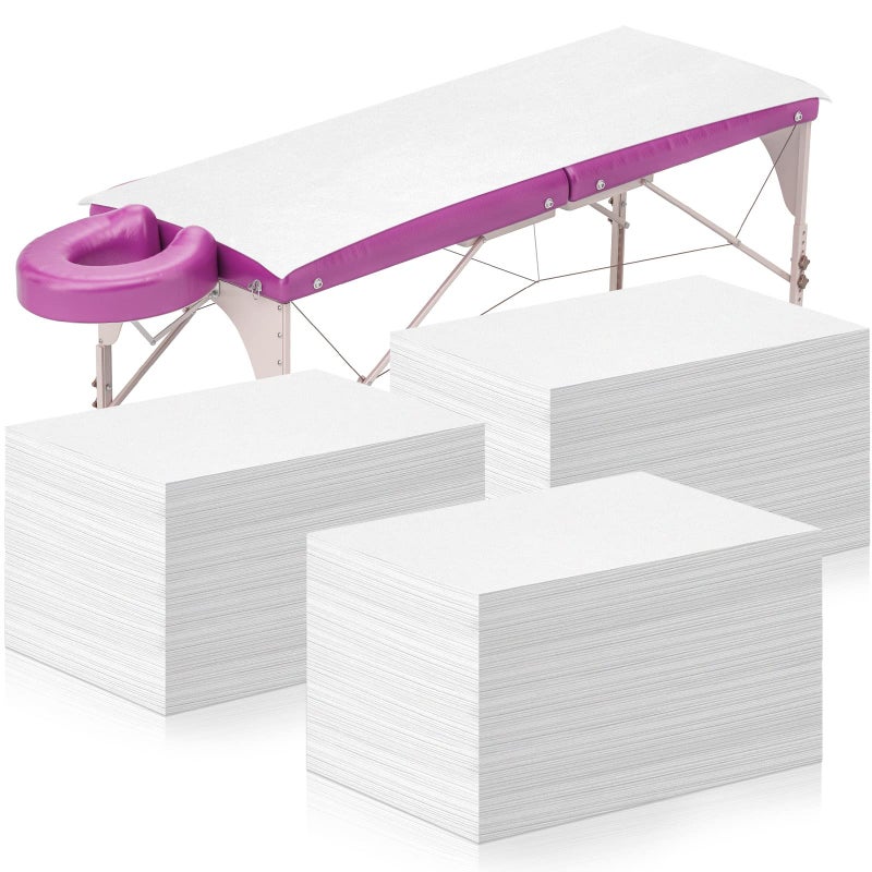 Tegeme 150 Pieces Bed Sheets Disposable Massage Table Sheets Waterproof Bed Cover Non Woven Sheets for Massage TableWhite