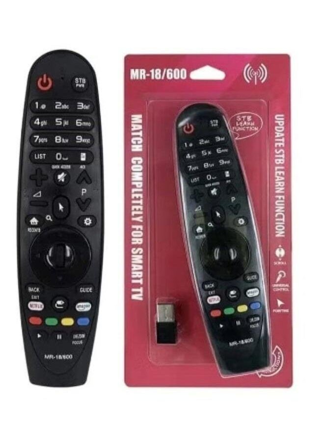 زبون جهاز تحكم عن بعد بديل للتلفزيون MR-18 600 متوافق مع معظم أجهزة تلفزيون إل جي الذكية وأجهزة تلفزيون نتفليكس وبرايم هوت بوتون أسود  - Image 1