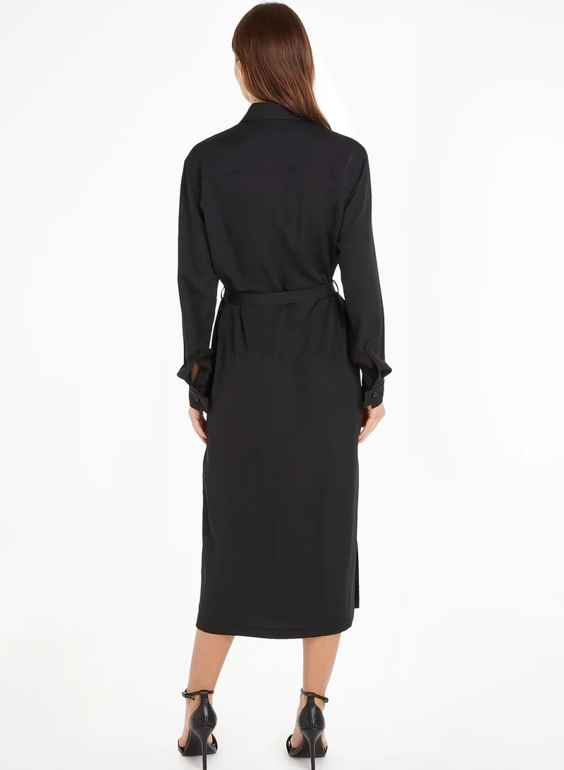 CALVIN KLEIN Tie Detail Shirt Dress