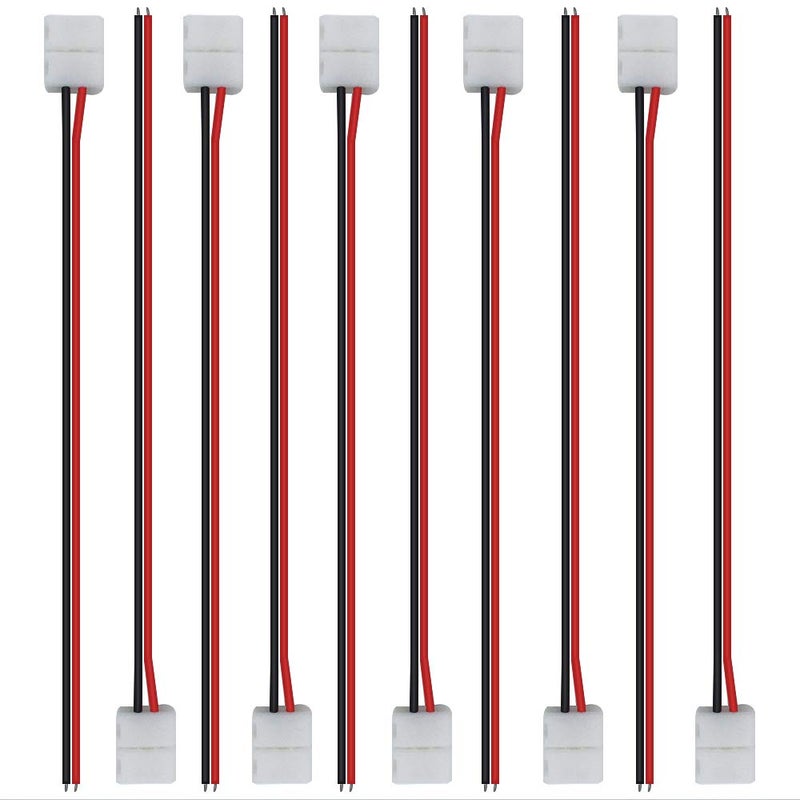 LightingWill 10pcs Pack Strip Wire Solderless Snap Down 2Pin Conductor LED Strip Connector for 8mm Wide 3528 2835 Single Color Flex LED Strips - Image 1