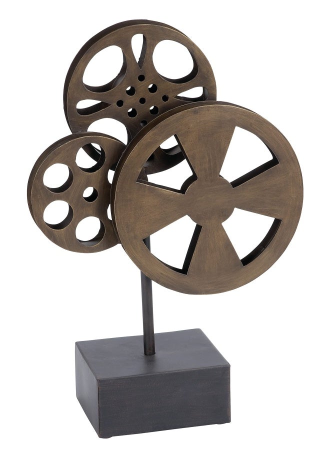 Deco 79 Metal Film Decorative Sculpture Reel Home Decor Statue with Elevated Block Base Accent Figurine 11 x 5 x 16 Bronze - Image 3