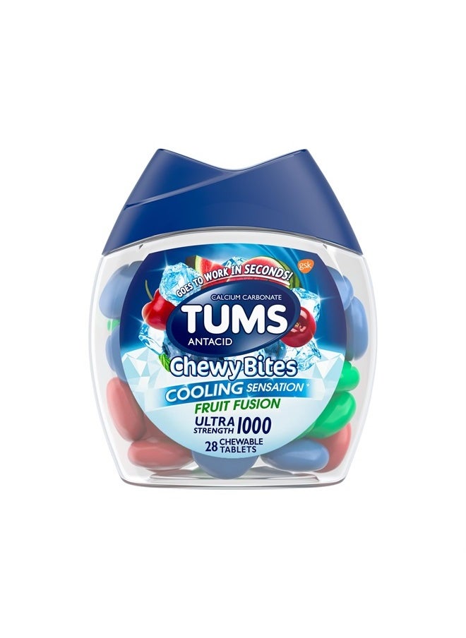 TUMS Tums Chewy Bites Fast Cooling Sensation Antacid, Fruit Fusion, 28 Tablets  - Image 1