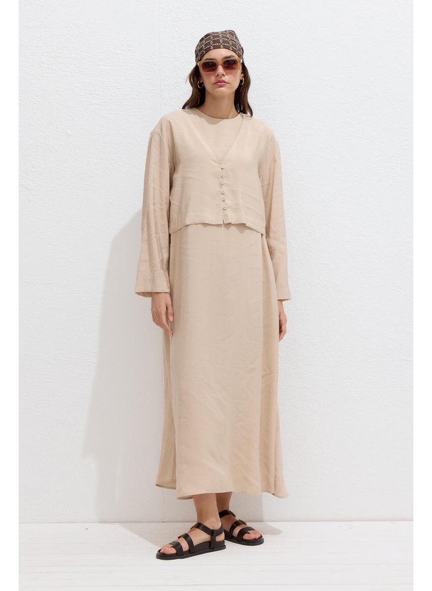 Manuka - Modal Buttoned Blouse Beige - Image 1