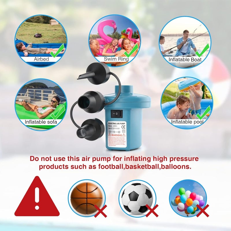 Bestrip Electric Air Pump, Air Pump for Inflatables Air Mattress Couch Pool Floats，Inflatables Boat Raft Toys, AC/DC Pump - Image 3