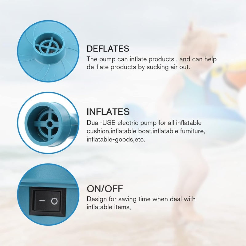 Bestrip Electric Air Pump, Air Pump for Inflatables Air Mattress Couch Pool Floats，Inflatables Boat Raft Toys, AC/DC Pump - Image 4
