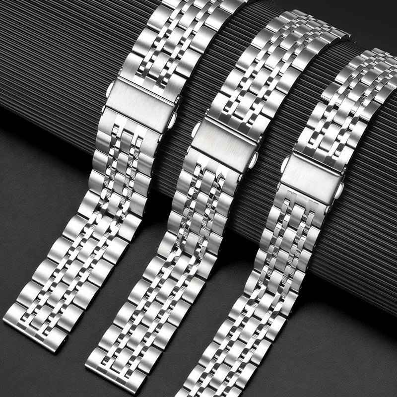 Bluejw Solid Steel Watch Band Replacement - Logo Compatible Butterfly Clasp Watch Strap 18mm 20mm Metal Watchband - Image 2