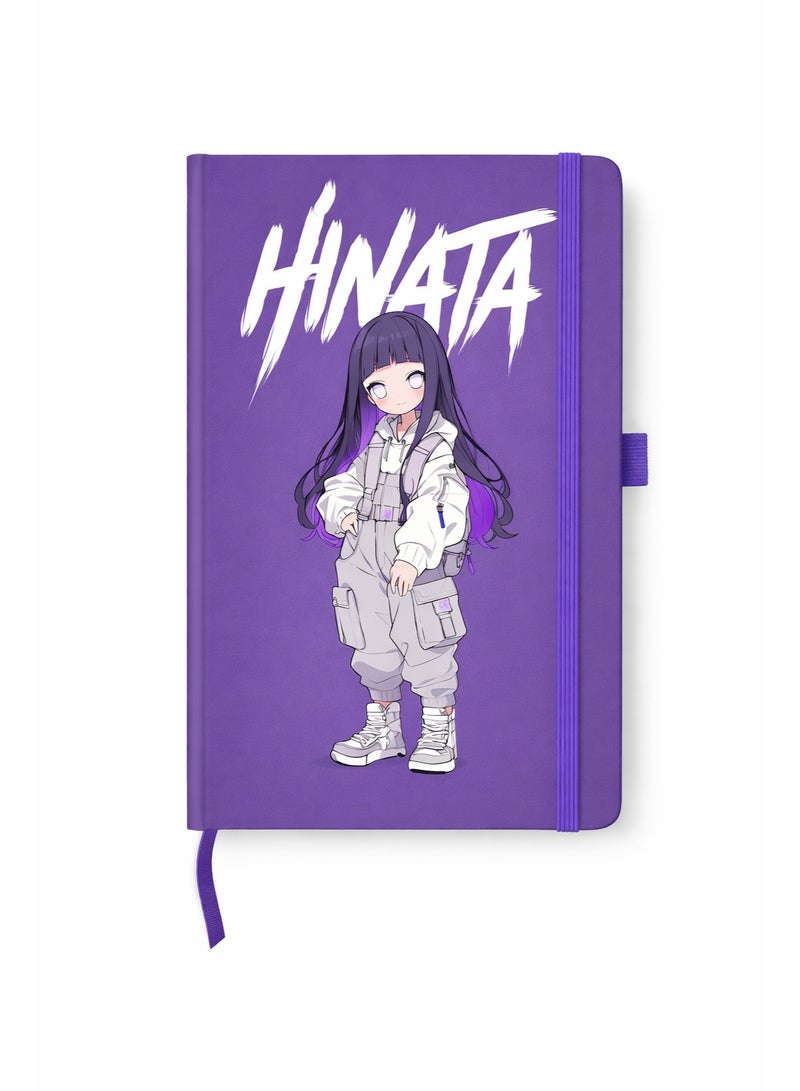 Bickerbond Naruto Hinata Hyuga Anime Hardcover Notebook - Lavender Streetwear Edition | A5 Premium Lined Purple Journal with Elastic Band & Pen Holder - Image 1