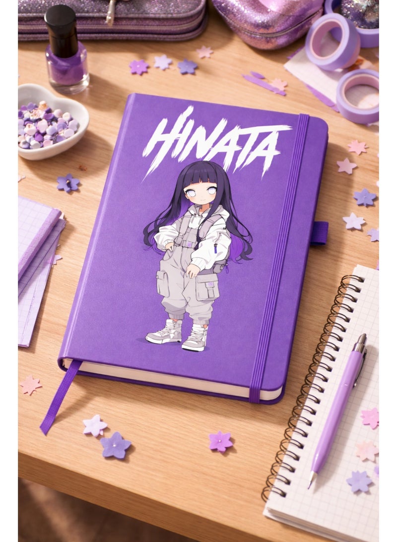 Bickerbond Naruto Hinata Hyuga Anime Hardcover Notebook - Lavender Streetwear Edition | A5 Premium Lined Purple Journal with Elastic Band & Pen Holder - Image 2