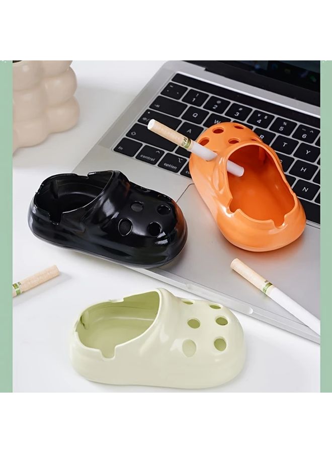 White Plastic Ashtray With Perforated Design For Home Office Decor - Image 1