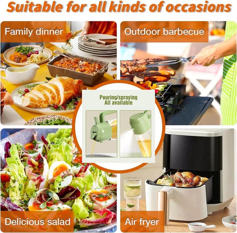 Crasts Oil Spray Bottle for Cooking Premium Glass 2 in 1 Oil Dispenser for Kitchen Food Grade Oil Sprayer Containers with Nozzle Oil Bottle for Air Fryer Roasting and Frying 500ml Green - Image 5