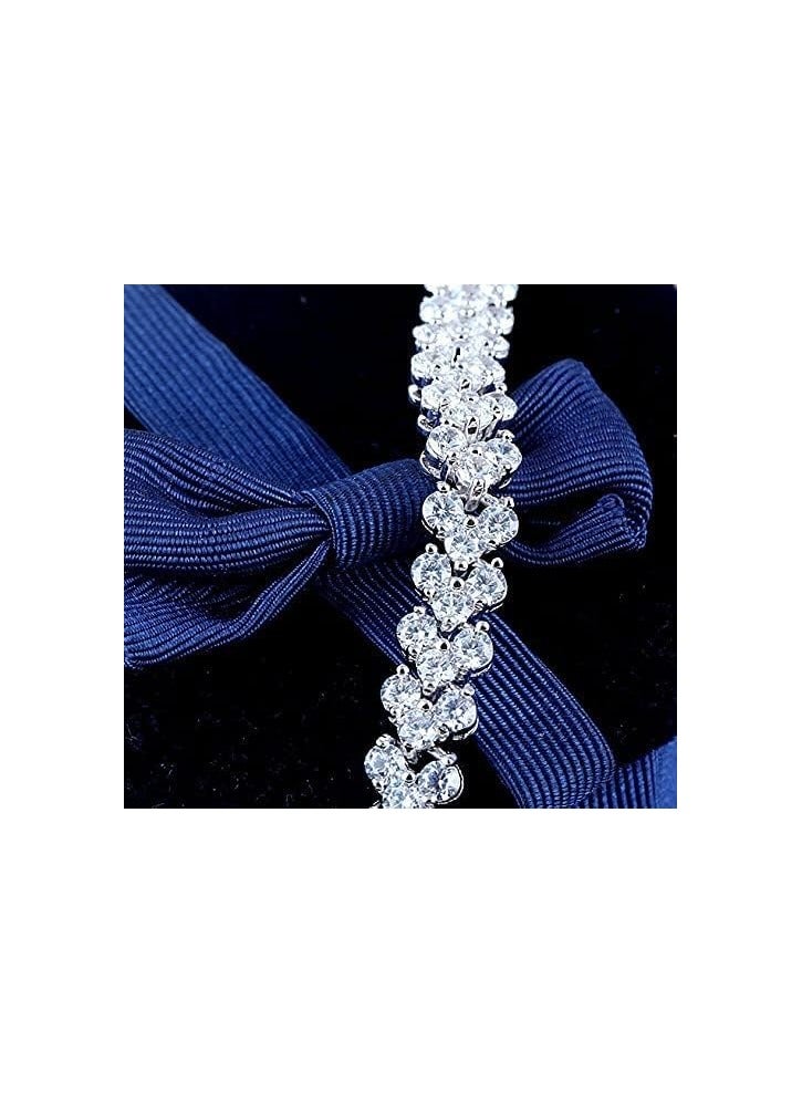 Bracelets for Women,Cubic Zirconia Tennis Bracelet,Classic Bling Bangles for Teens Girls and Female Hand Jewelry Accessories-6.5 Inch(Silver)-One Size - Image 3