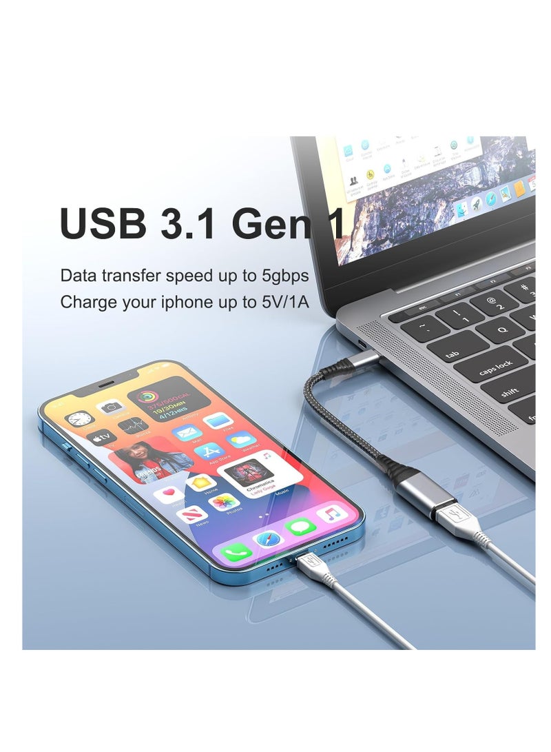 SYOSI USB C to USB Adapter, 2 Pack Type C Male to USB 3.1 Female OTG Cable Converter, 5 Gbps High Speed, USB Adapter Compatible with MacBookAirPro, Samsung Galaxy, Grey  - Image 2