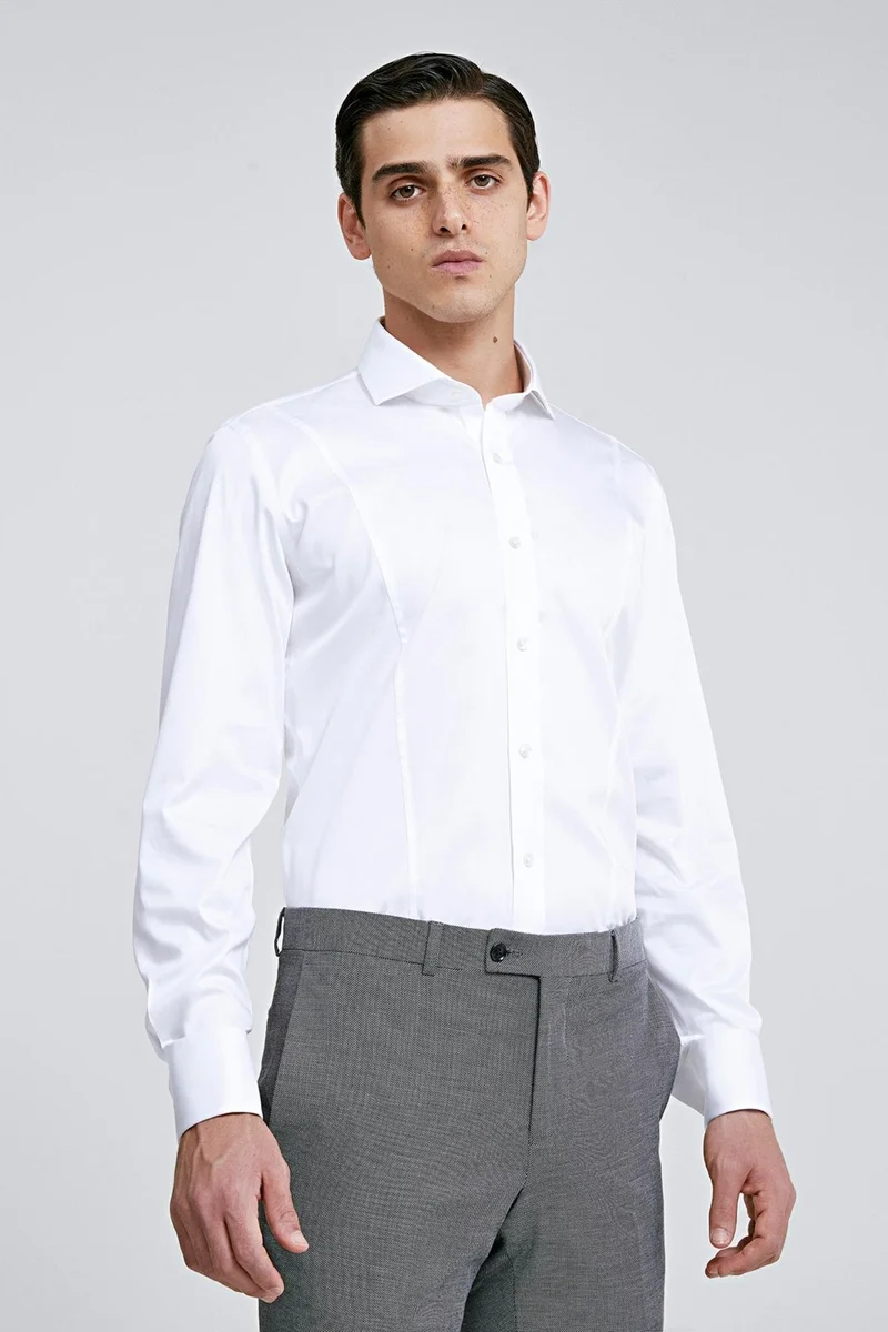 D'S DAMAT Ds Damat Slim Fit White Plain Shirt