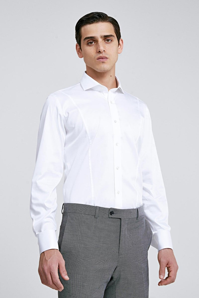 D'S DAMAT Ds Damat Slim Fit White Plain Shirt - Image 1
