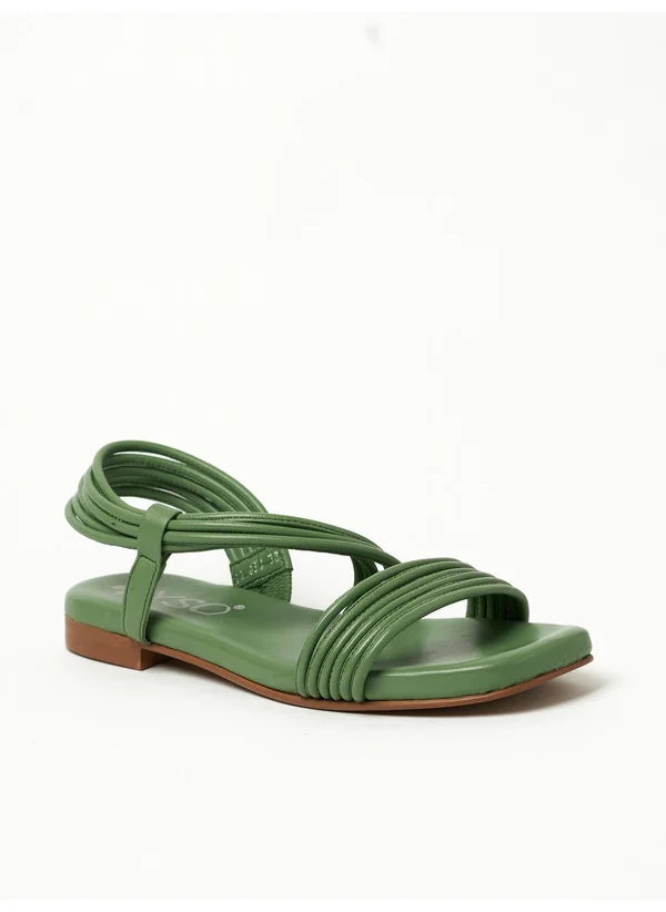 ييزو Y.SO Ladies Flat Sandals With Back Strap Green | Made In India