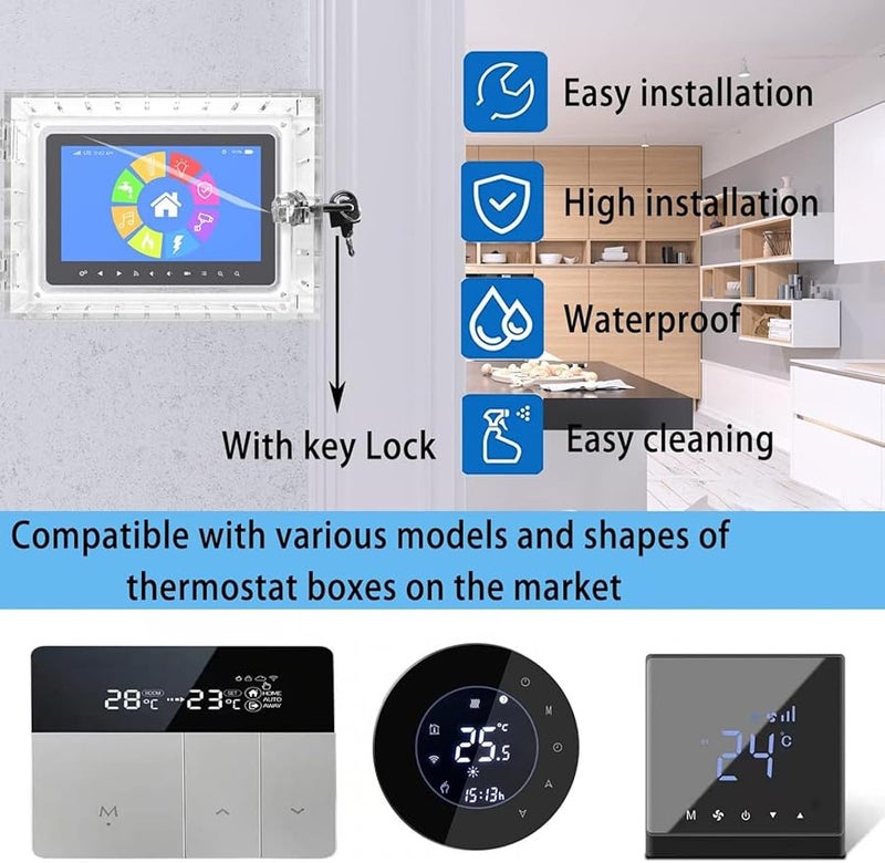 Universal Clear Thermostat Lock Box Cover With Key Easy To Install Transparent - Image 4