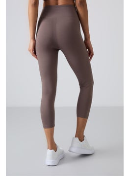 Tommy Life Brown High Waist Slim Fit Skinny Leg Women's Capri Leggings - 93097  - Image 4
