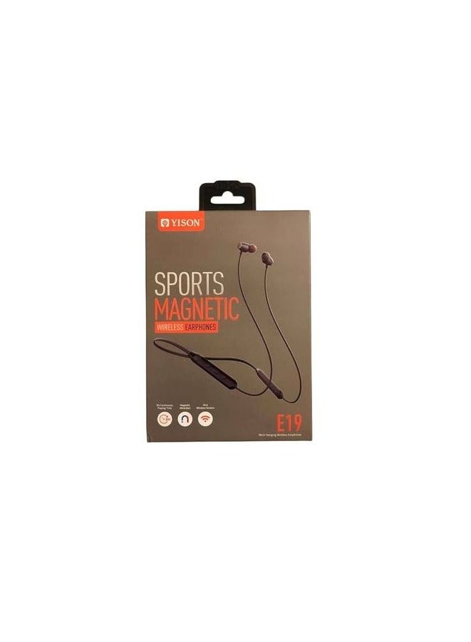 YISON E19- hight Quality magnetic Sports Bluetooth headphone-BLACK - Image 5