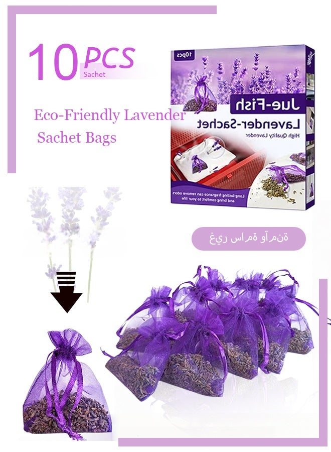 JUE-FISH Eco-Friendly Lavender Sachet Bags 10 Pcs - Lavender Sachets - Used for wardrobes, Drawers, Closets, Shoe cabinets and Cars, Fresh Fragrance - Suitable for Home Decoration - Can Carry The Sachet - Image 1