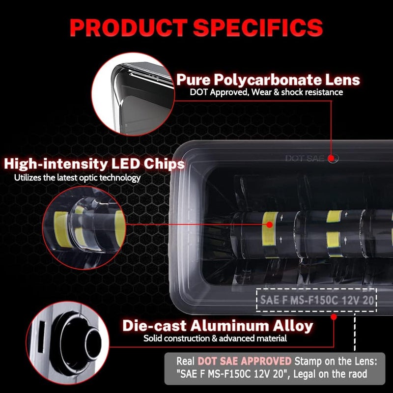 Z-OFFROAD DOT Approved LED Fog Lights for Ford F150 2015-2020, Waterproof Rectangular Bumper Driving Lamp Set Assembly Kit - Black - Image 2