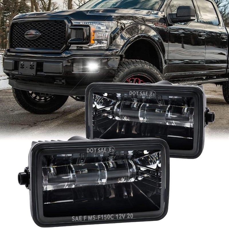 Z-OFFROAD DOT Approved LED Fog Lights for Ford F150 2015-2020, Waterproof Rectangular Bumper Driving Lamp Set Assembly Kit - Black - Image 1