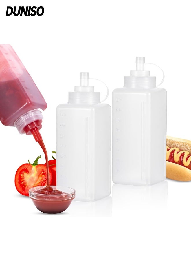 DUNISO Plastic Squeeze Condiment Bottles, Clear Multi-purpose Sauce Dispensers  for Syrup, Ketchup ,Dressing Oil and Honey,Leak proof and Portable (800 ml) - Image 1