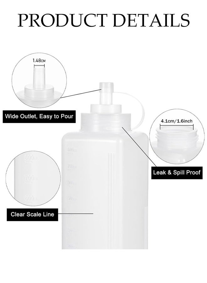 DUNISO Plastic Squeeze Condiment Bottles, Clear Multi-purpose Sauce Dispensers  for Syrup, Ketchup ,Dressing Oil and Honey,Leak proof and Portable (800 ml) - Image 3