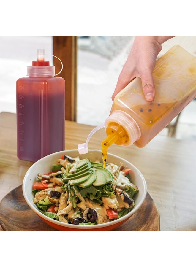 DUNISO Plastic Squeeze Condiment Bottles, Clear Multi-purpose Sauce Dispensers  for Syrup, Ketchup ,Dressing Oil and Honey,Leak proof and Portable (800 ml) - Image 5