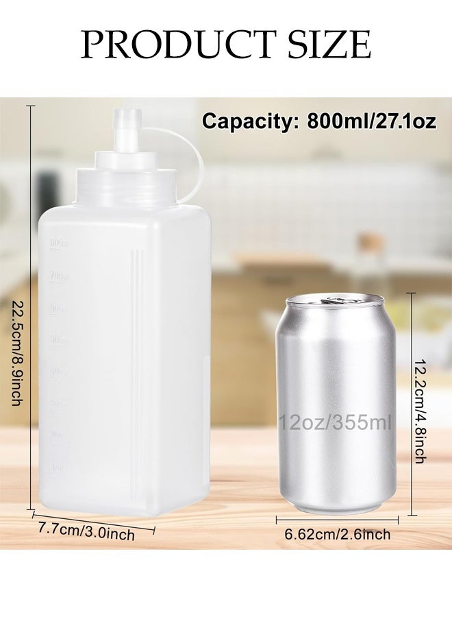 DUNISO Plastic Squeeze Condiment Bottles, Clear Multi-purpose Sauce Dispensers  for Syrup, Ketchup ,Dressing Oil and Honey,Leak proof and Portable (800 ml) - Image 2