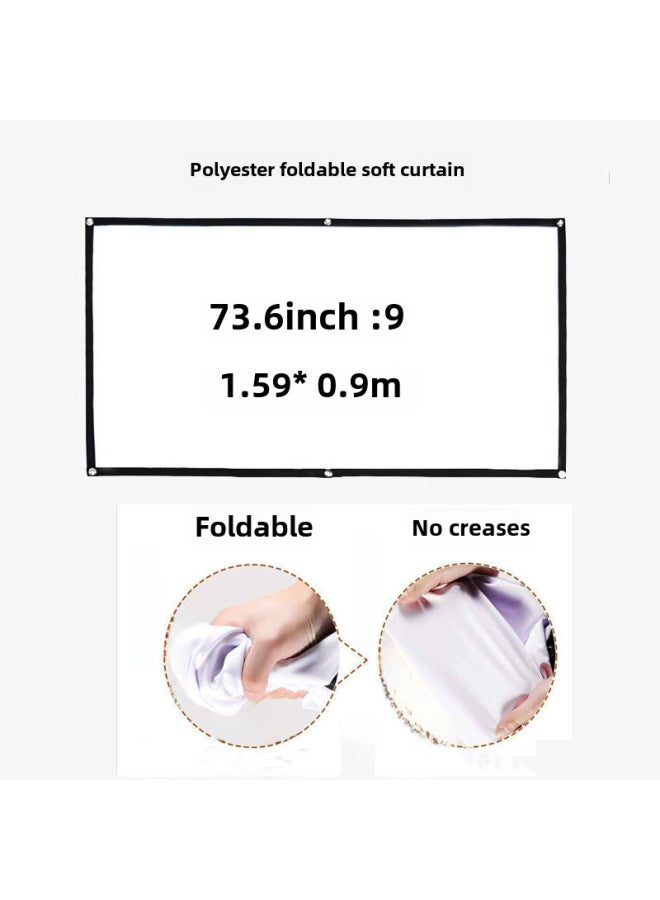 Neutral Polyester Simple Folding Soft Curtain 100 Inch 120 Inch Outdoor Portable Hd Projector Screen With Hook - Image 1